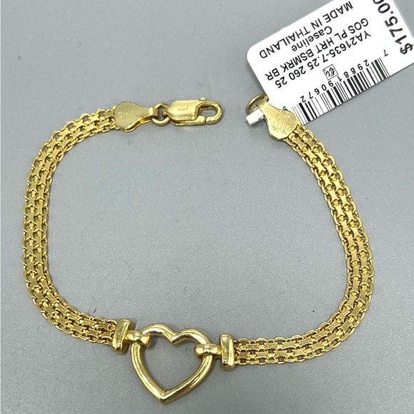 Women’s 18k Gold Over Sterling Silver Heart Bracelet - Picture 3 of 7
